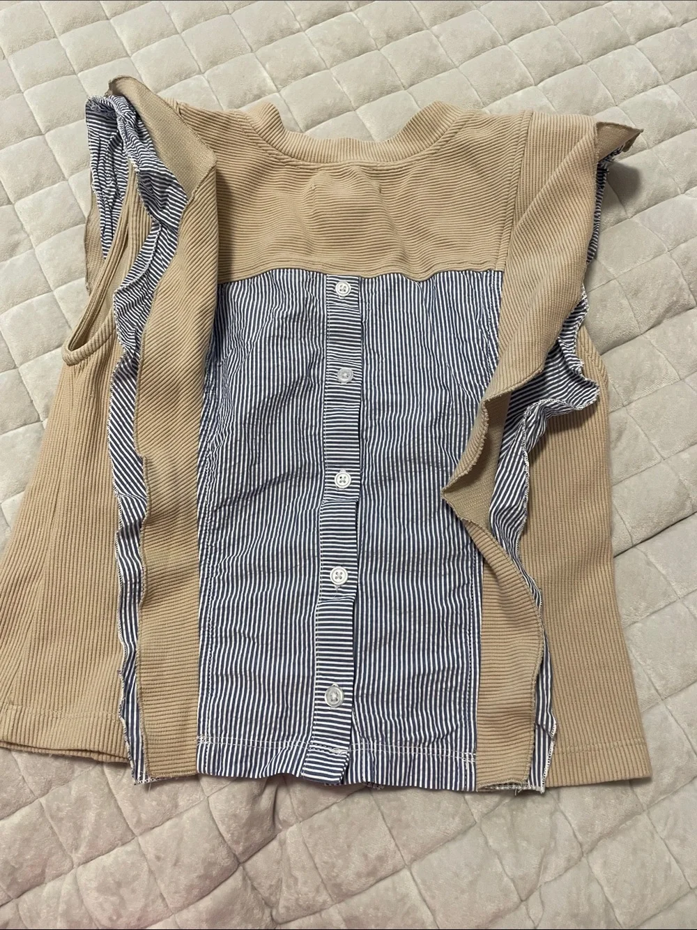 Anthropologie Beige Ruffle-Trim Knit Top - Picture 5 of 6